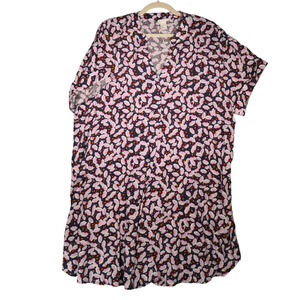 NEW Anna Glover x H and M Dress Womens 16 Pink Blue Gingko Floral Lagenlook NWOT